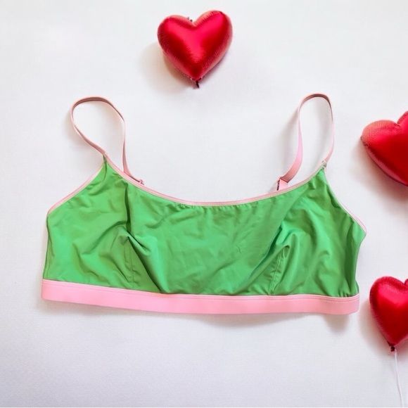Parade Re:Play Scoop Bralette - Green & Pink Size Large | Ultra-Soft! - Picture 2 of 7